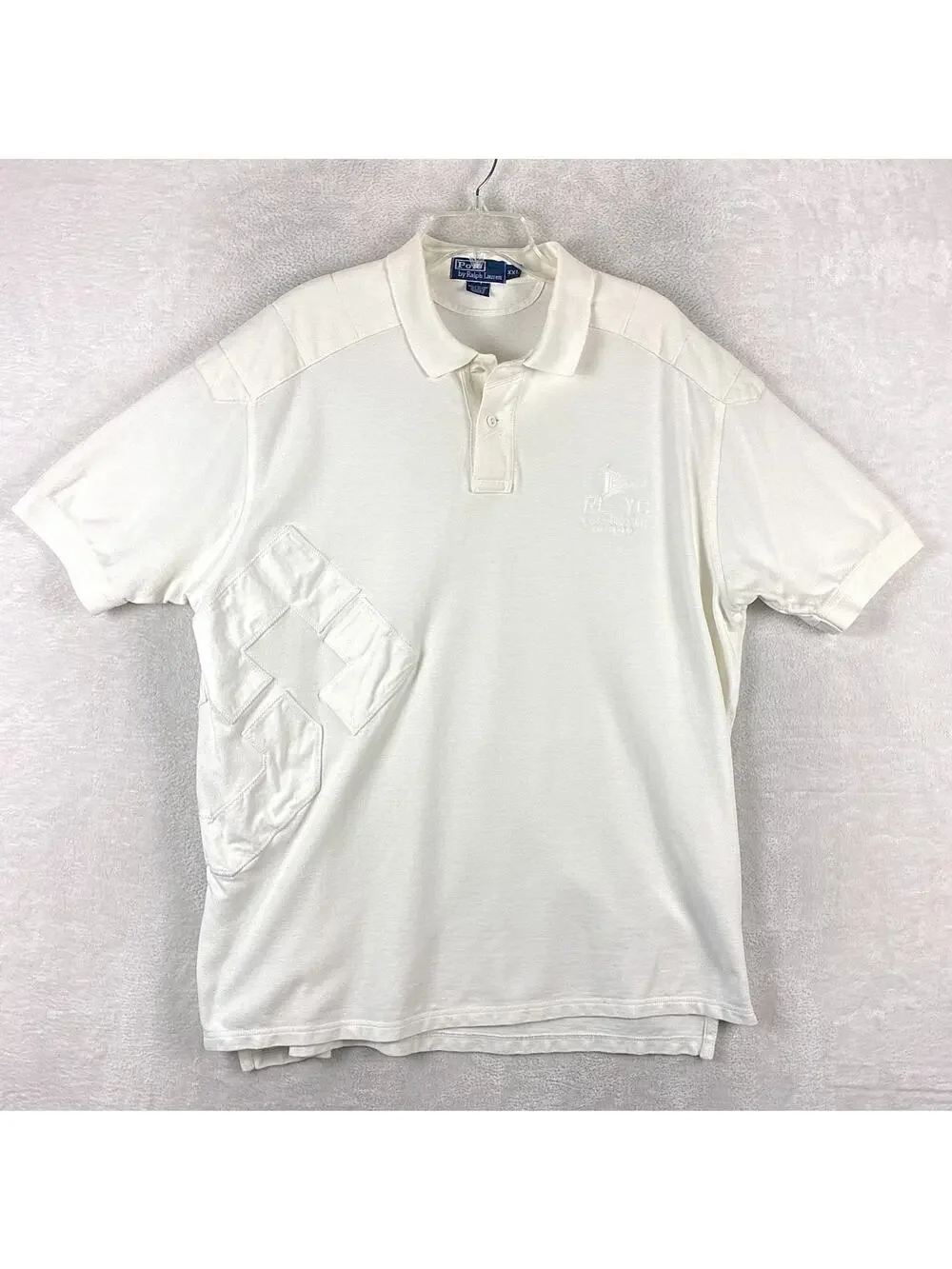 VTG Polo Ralph Lauren Rugby Shirt Men 2XL White Embroidered RL-YC Yacht Club